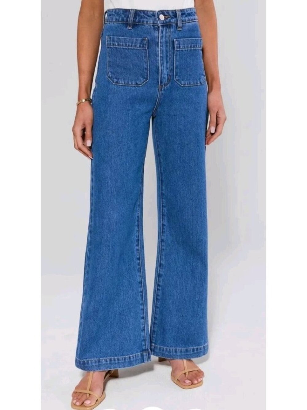 Rolla's Sailor Jean Wide Leg High Rise Denim Patch Pocket Women's Size 28